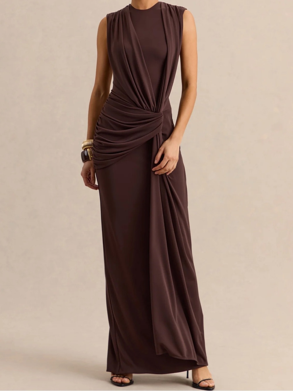 Club L London Blythia Maxi Dress | Chocolate Brown | Size 6